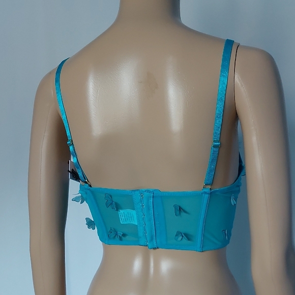 Blue Butterfly Embellished Bralette Womens Size S - Picture 3 of 9